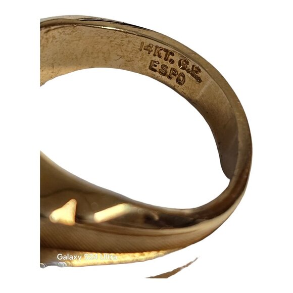 Vintage Men's ESPO Ring 14K Gold GE 2 Tone Cubic Zirconia Square Setting - Picture 12 of 14